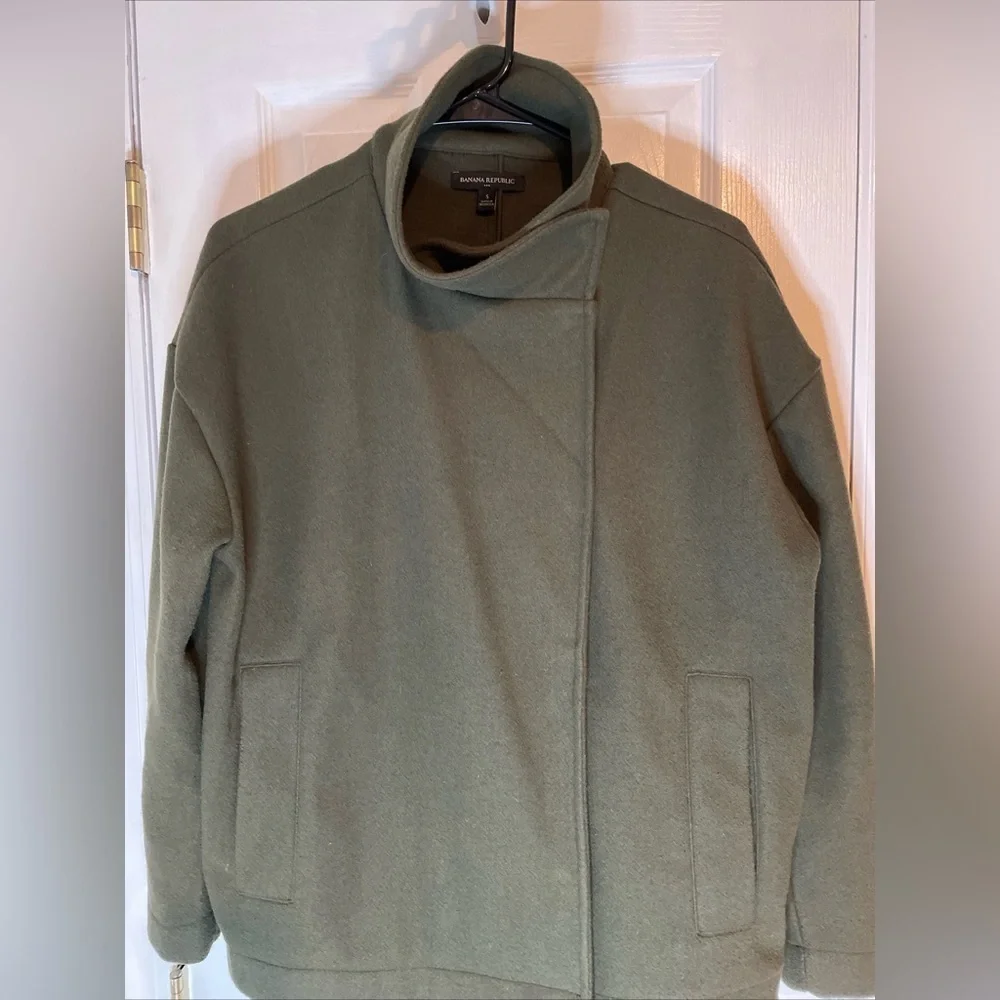 Banana Republic Factory Melton Moto Jacket Green Small - Picture 13 of 16